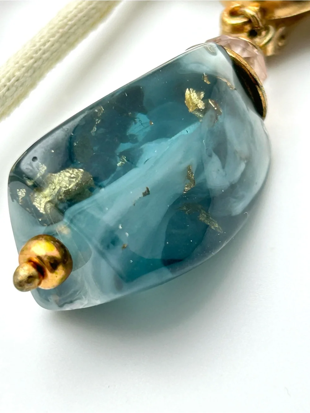 Chico’s Blue and Gold Drop Earrings - Picture 3 of 5